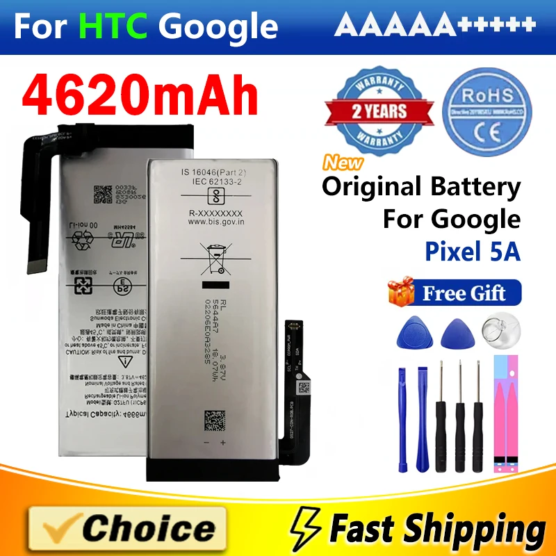 

1Pc 4620mAh Original Battery For HTC Google Pixel 5A,G27FU AAA+ Brand New Replacement Phone Lithium Battery+Tools