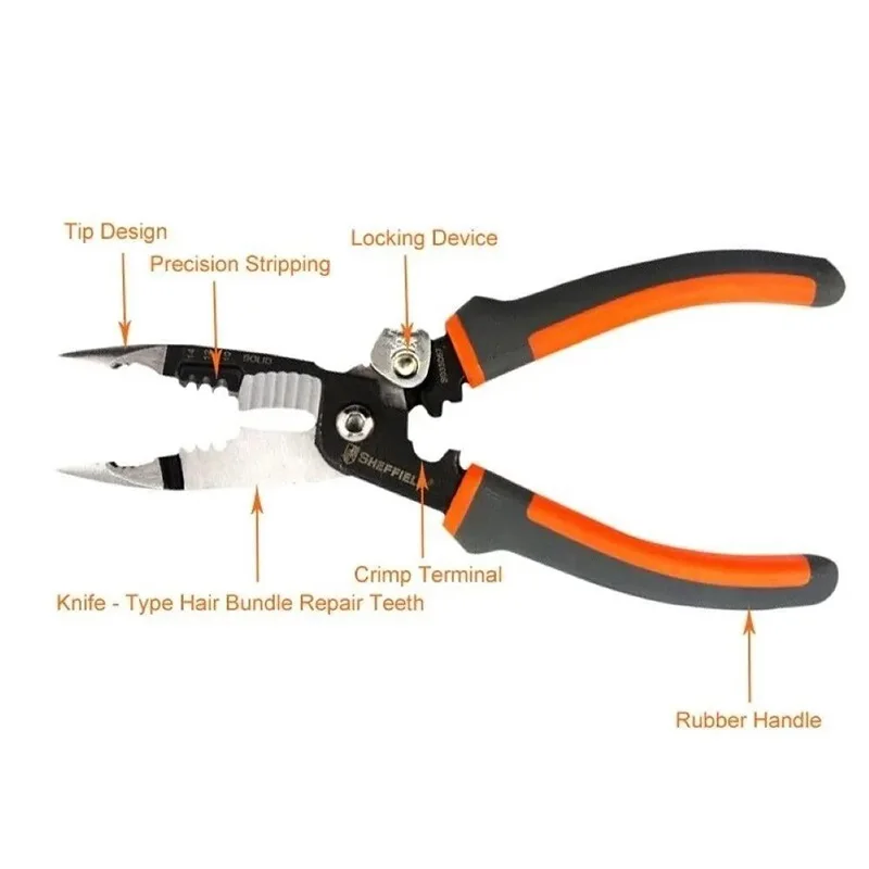 SHEFFIELD S035057 5-in-1 Multifunctional Wire Stripping Pliers Electrician Special Tools Electrician Plier