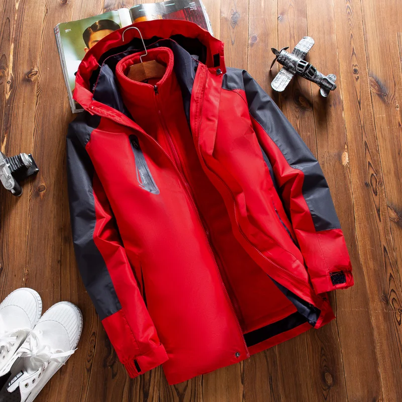 

Winter Outdoor Fce Lined Thiened Men's Women's Separate Coat Set Windproof Hiking Clothes Couple's Two-piece Suit Trendy