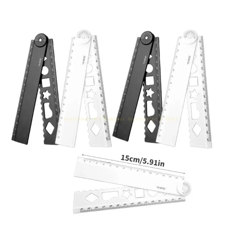 5 pari Piegatura portatile Geometrics Disegno del disegno Strumento disegno in plastica con chiara marcatura per degli