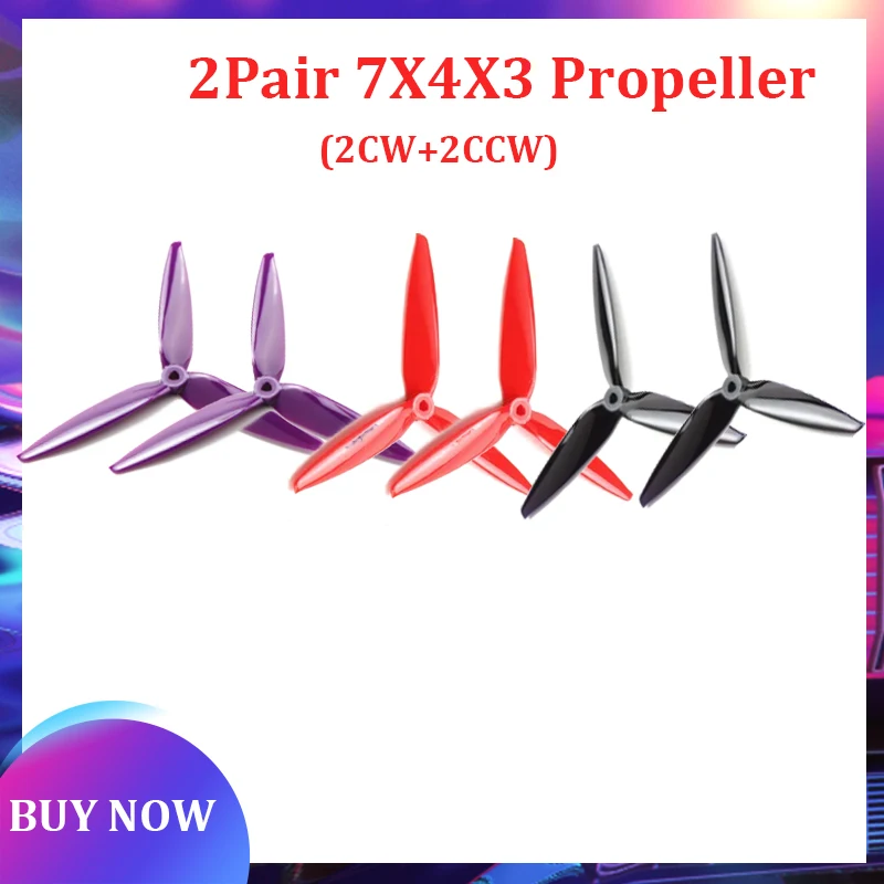 

2 пары 7X4X3 7040 7-дюймовый трехлопастной пропеллер CW CCW из поликарбоната для 7-дюймовых 8-дюймовых деталей FPV для фристайла-дрона