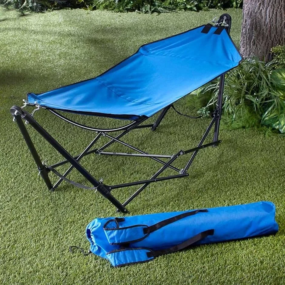 Portable Fabric Hammock With Stand Folding Hammock With Carrying Bag For Camping