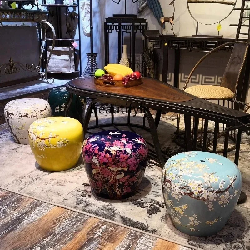 X  F109 Ceramic drum stool low stool, ceramic, living room shoe change, porcelain stool porcelain pier seat pier