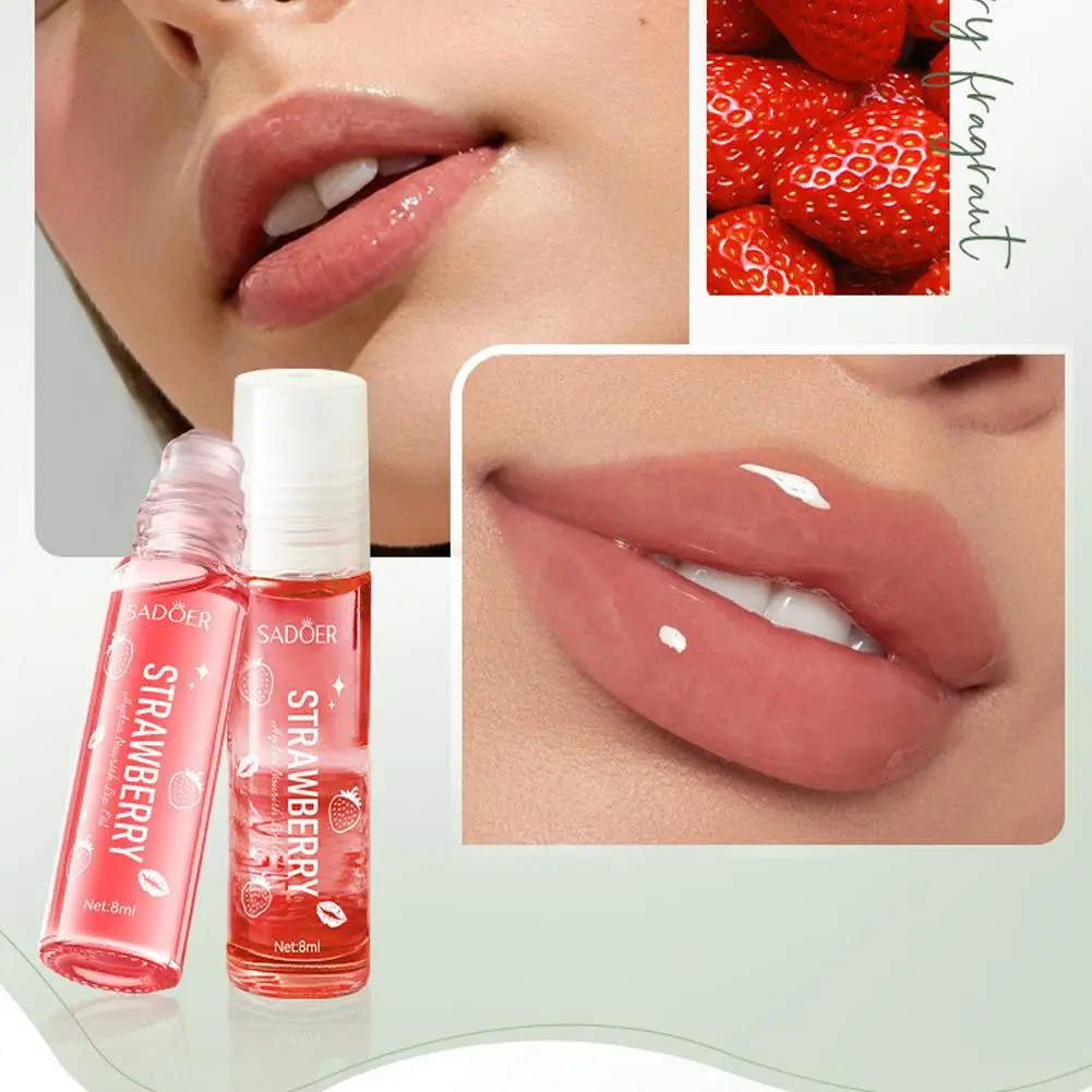 Aardbeienlippenbalsem Natuurlijk fruitextract Verrijkt met vitamine E Hydraterend Niet plakkerig Lichtgewicht Draagbaar voor droge lippen Hydr B1R8