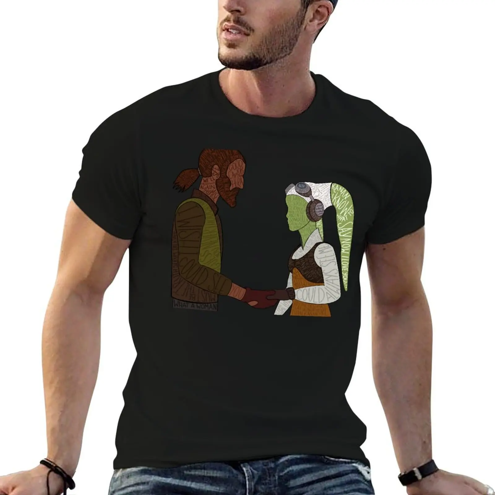 تي شيرت Kanan and Hera تي شيرت للرجال بقصة ضيقة تي شيرت رجالي من القطن الثقيل تي شيرت حزمة تي شيرت