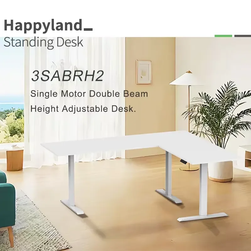 Single Motor Electric Standing Desk Adjustable Height Office Table Double Beam Frame Workstation for Home Staff Computer Desk