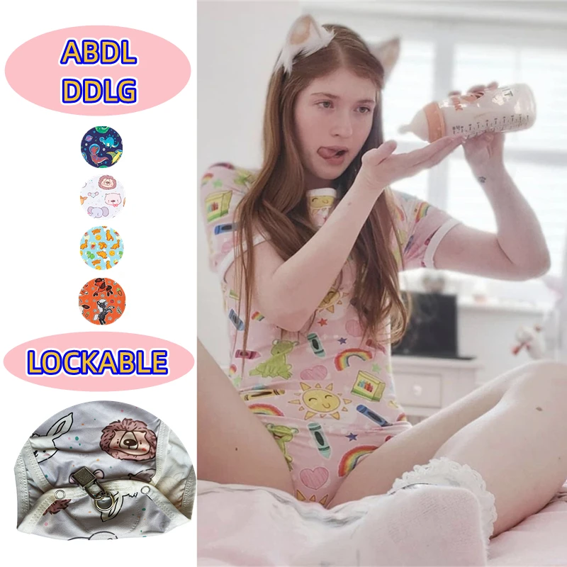 

ABDL Locking Onesie For Men Women DDLG Shirt Adult Bodysuit Lockable Playsuit