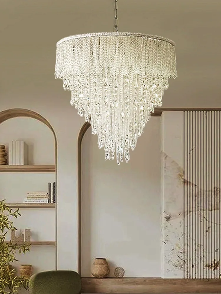 Decorated princess crystal European French modern light luxury cream style chandelier