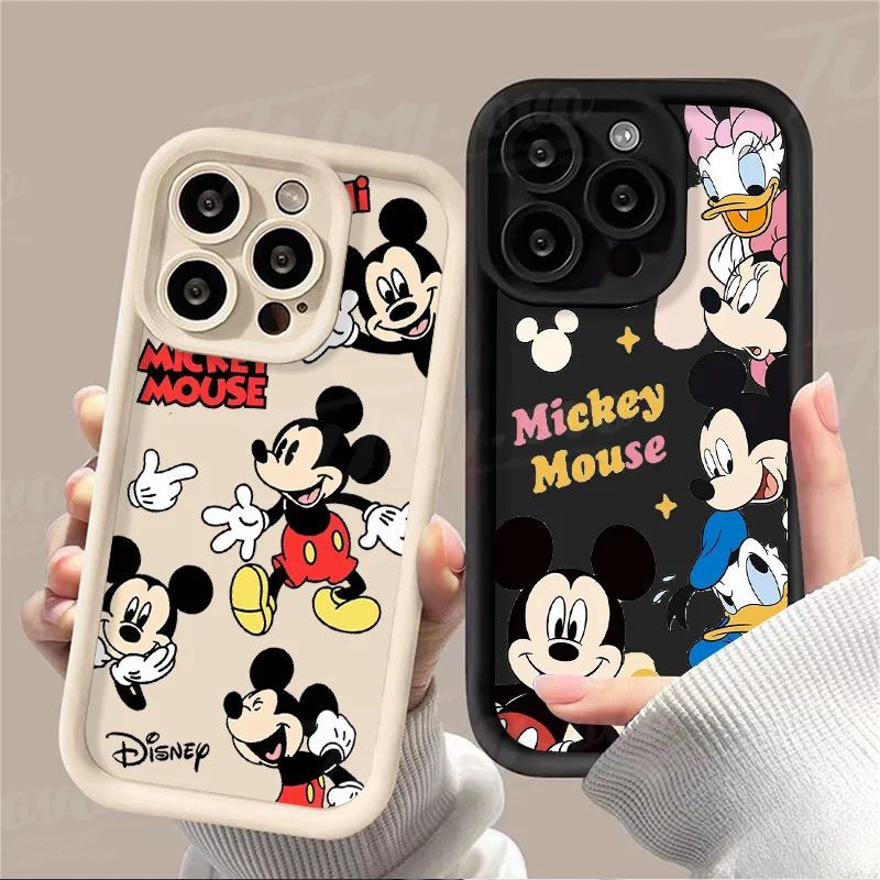 Casing silikon lembut Mickey Minnie Mouse, sarung HP Disney kotak untuk iPhone 14 15 Pro Max 13 12 11 X XS XR 7 8 Plus SE 2020 Matte