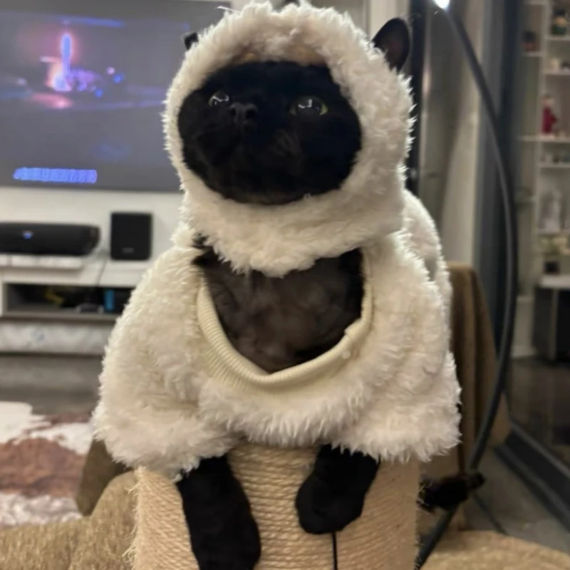 Sheep Cosplay Cat Clothing Fantasia Divertidly Cat Outfit Hoodies Pet Costume Chat Fancy Dress Sweater Pets Disguise Accessories