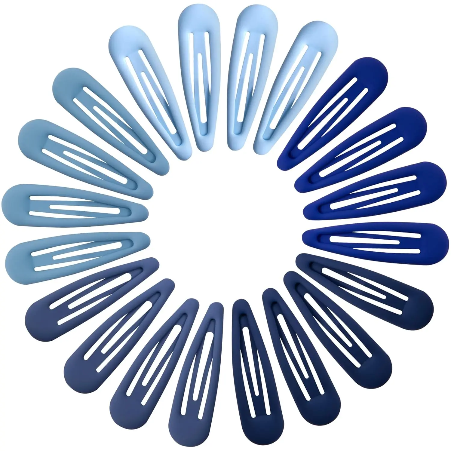 

No-Slip Metal Snap Clips for Fine Hair, 20 Pcs, Matte Blue, 1.97x0.5 Inch
