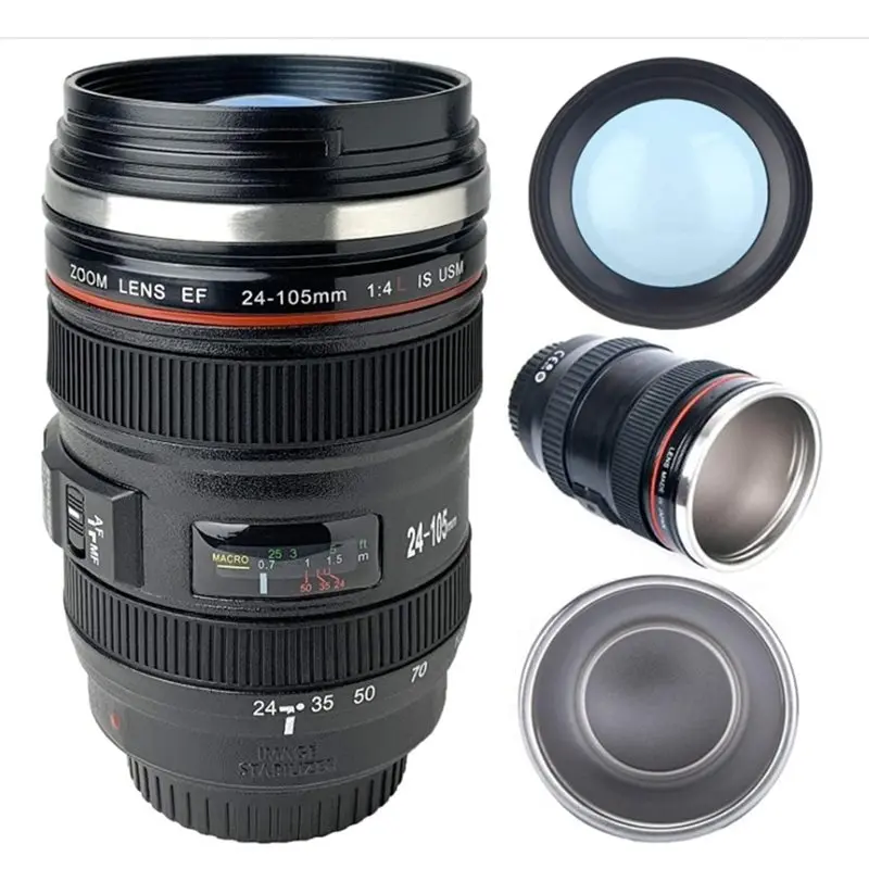 BAAG-SLR Lens Cup Camera Camera Lens Model Stainless Steel Casual Cup With Lid Coffee Mug Black Coffee Mugs