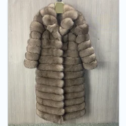 Detachable Real Fox Fur Coat, Long Fur Coat, Large Lapels, Detachable Sleeves, 3 in 1, Warm in Winter