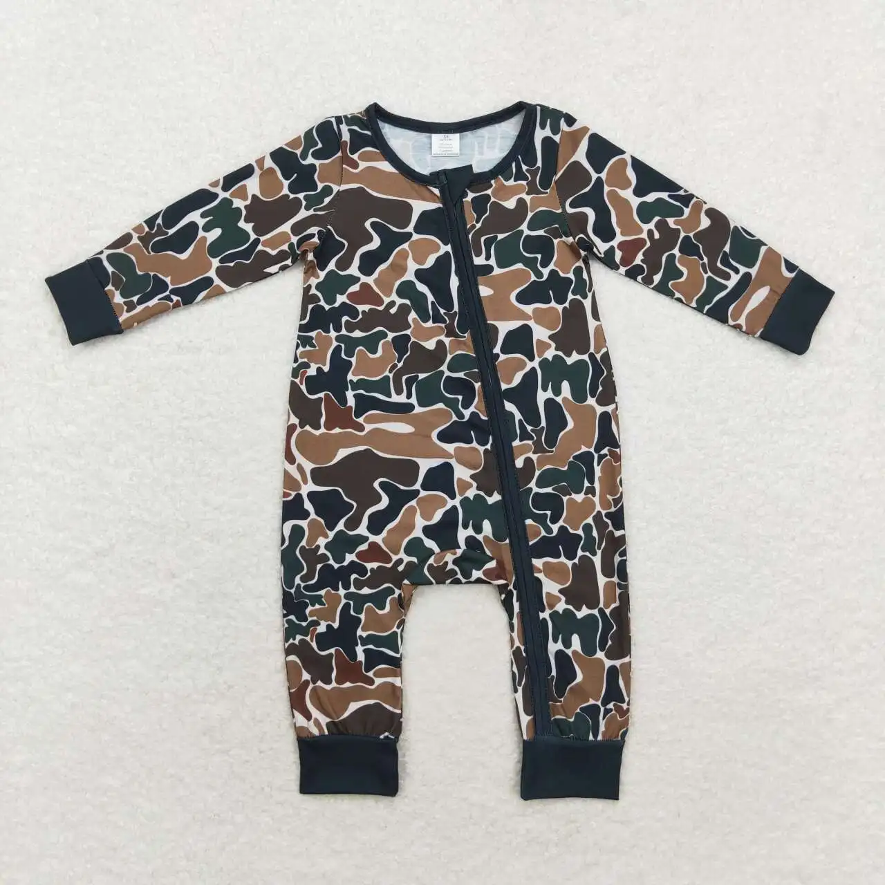Nowe mody Boys Baby Brązowy Zielony Camo Beżowy Zamek błyskawiczny Body z długim rękawem Hurtownia butikowa odzież dziecięca