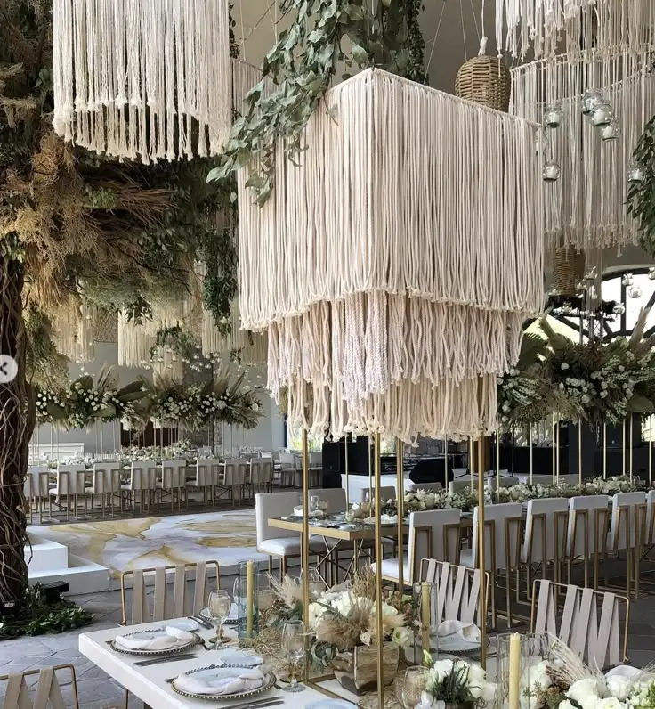 #￥Commercial Macrame Eco-Friendly Natural Cotton Rope Lampshade Customized Wall Hanging Lamp Shade Cover for Lighting