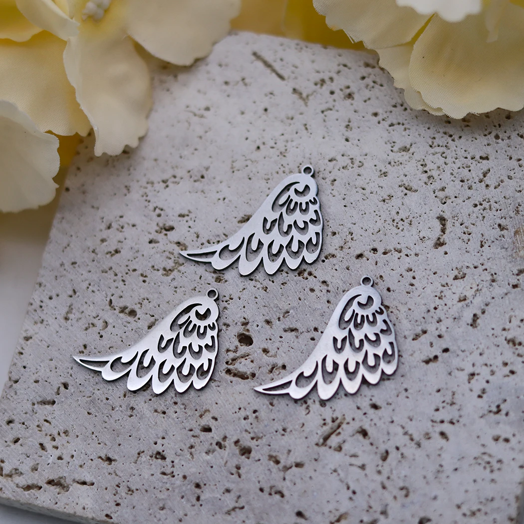 3 pçs onda pena asas encantos diy brincos artesanal pingente de aço inoxidável para fazer jóias colar pulseiras acessórios