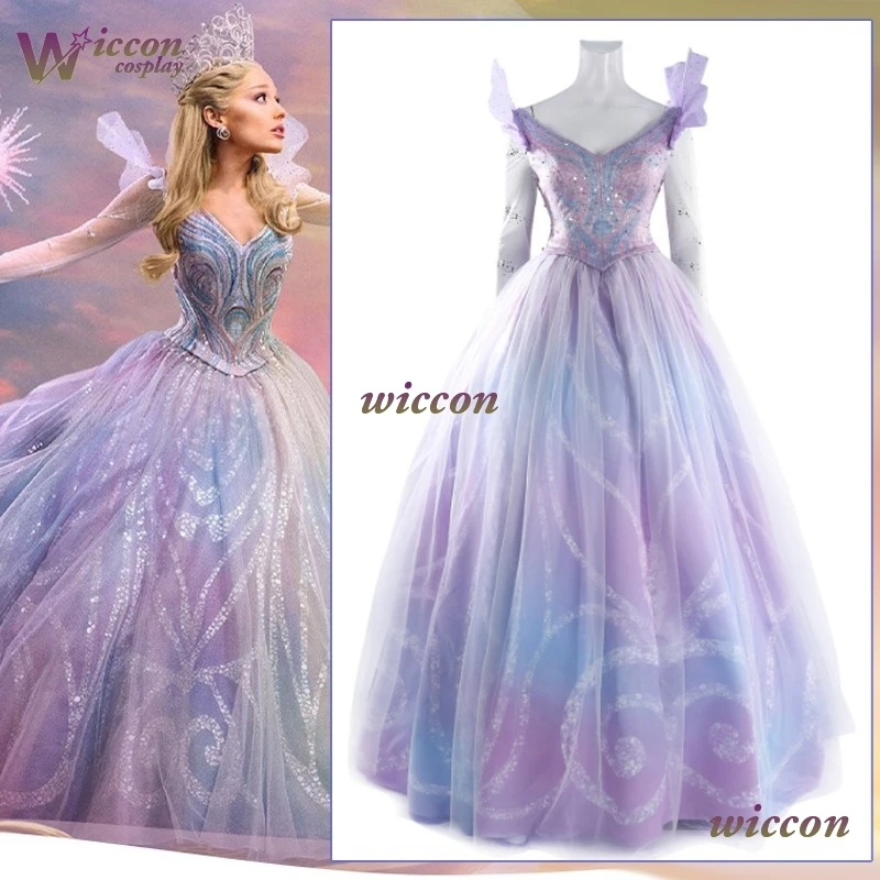 

Костюм для косплея Wicked Glinda из фильма, парик, платье ведьмы, юбка принцессы, женская свадебная форма высокого качества, маскарадная карнавальная одежда