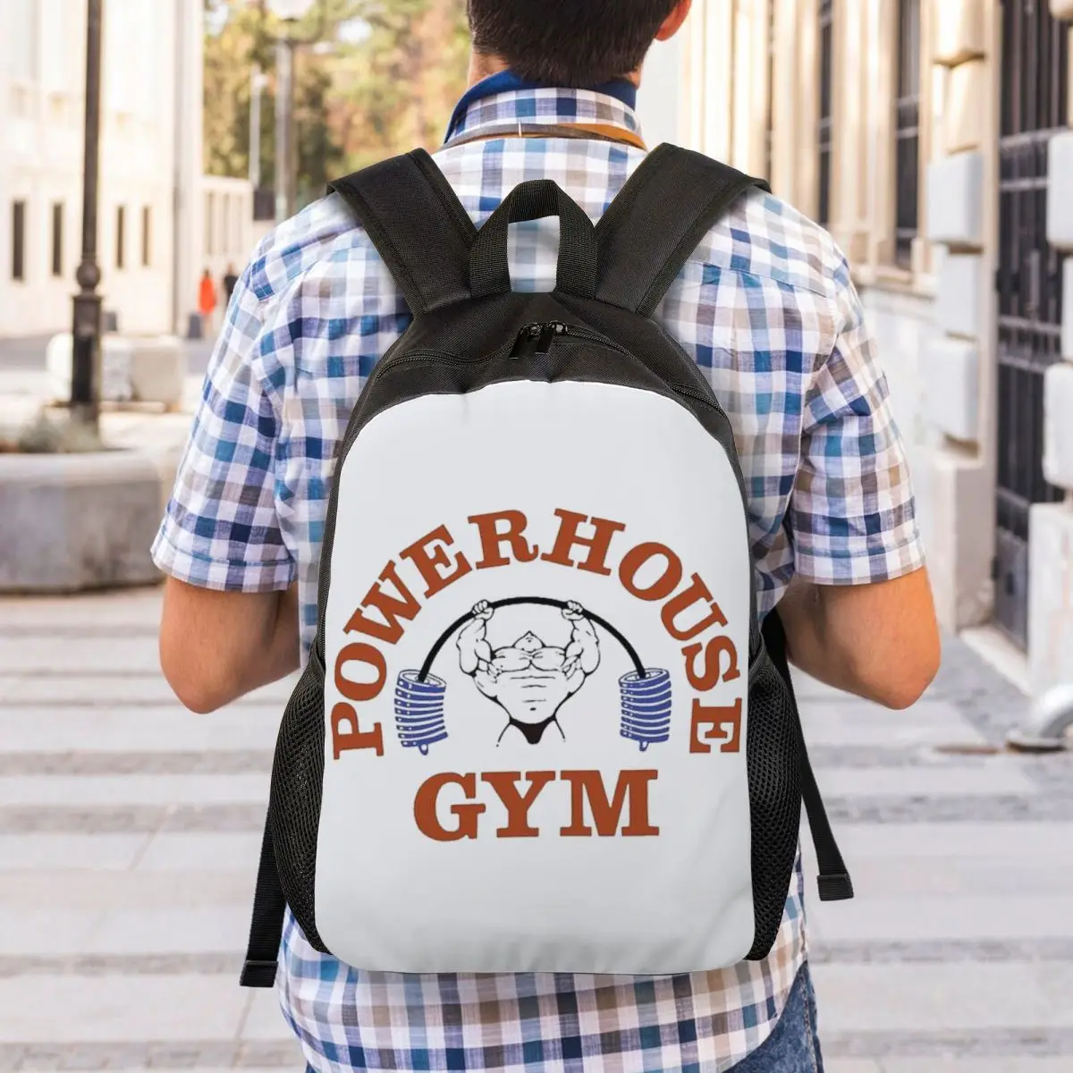 Powerhouse Gym Laptop Backpack Men Women Basic Bookbag for College School Students Fitness Building Muscle Bags