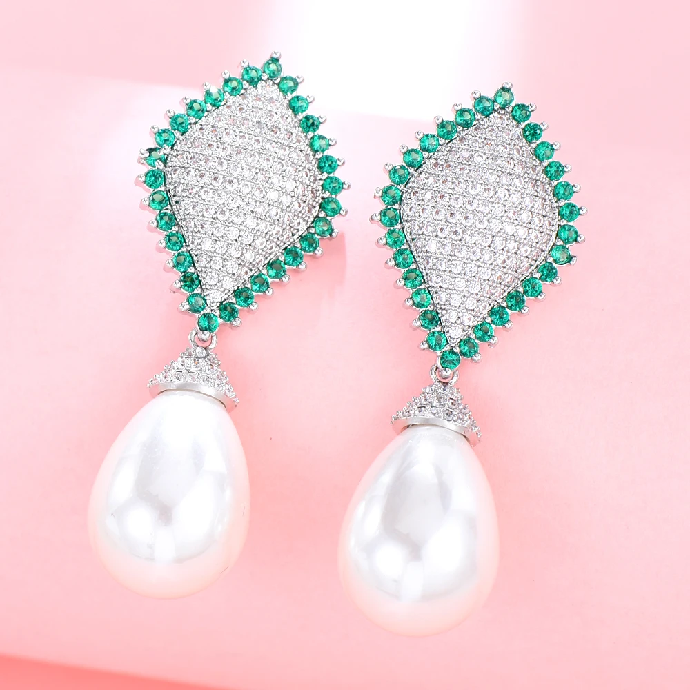 

GODKI Elegant DIY Pearl Drop Earrings For Women Wedding Cubic Zirconia Dubai Bridal Earrings Costume Jewelry Summer Party