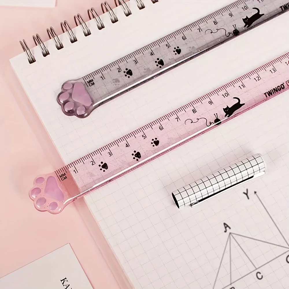1pc Random Cat Claw Ruler for Student Creative Stationery Measuring