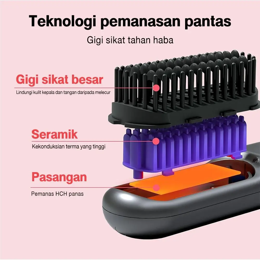 Hot Negative lon Wireless Hair Straightener Comb Quickly Heating Cordless Mini Comb USB Hair Curler Hair Care - Image 3