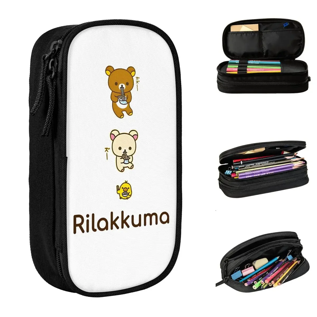 

Rilakkuma Cartoon Friends Pencil Cases Creative Cute Bear Pen Holder Bags Student Big Capacity School Supplies Gift Pencil Box