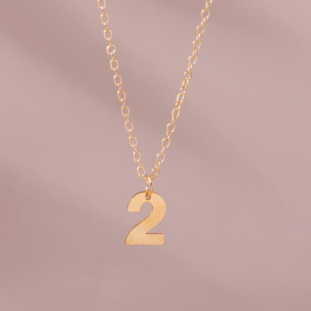 Aihua Mode Glück Initial Nummer 0-9 Anhänger Halskette für Frauen Männer Paar Einfache Arabische Ziffern Halskette Persönlichkeit schmuck – Detail 20