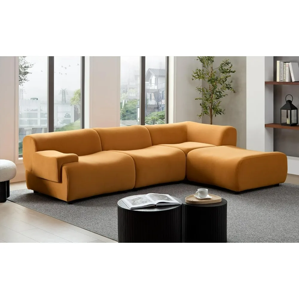 

105.9'' Luxury Modern Sectional Curved Sofa, Contemporary Design, Plush Comfort, Curved Couch for Living, L-Shape Right Chaise
