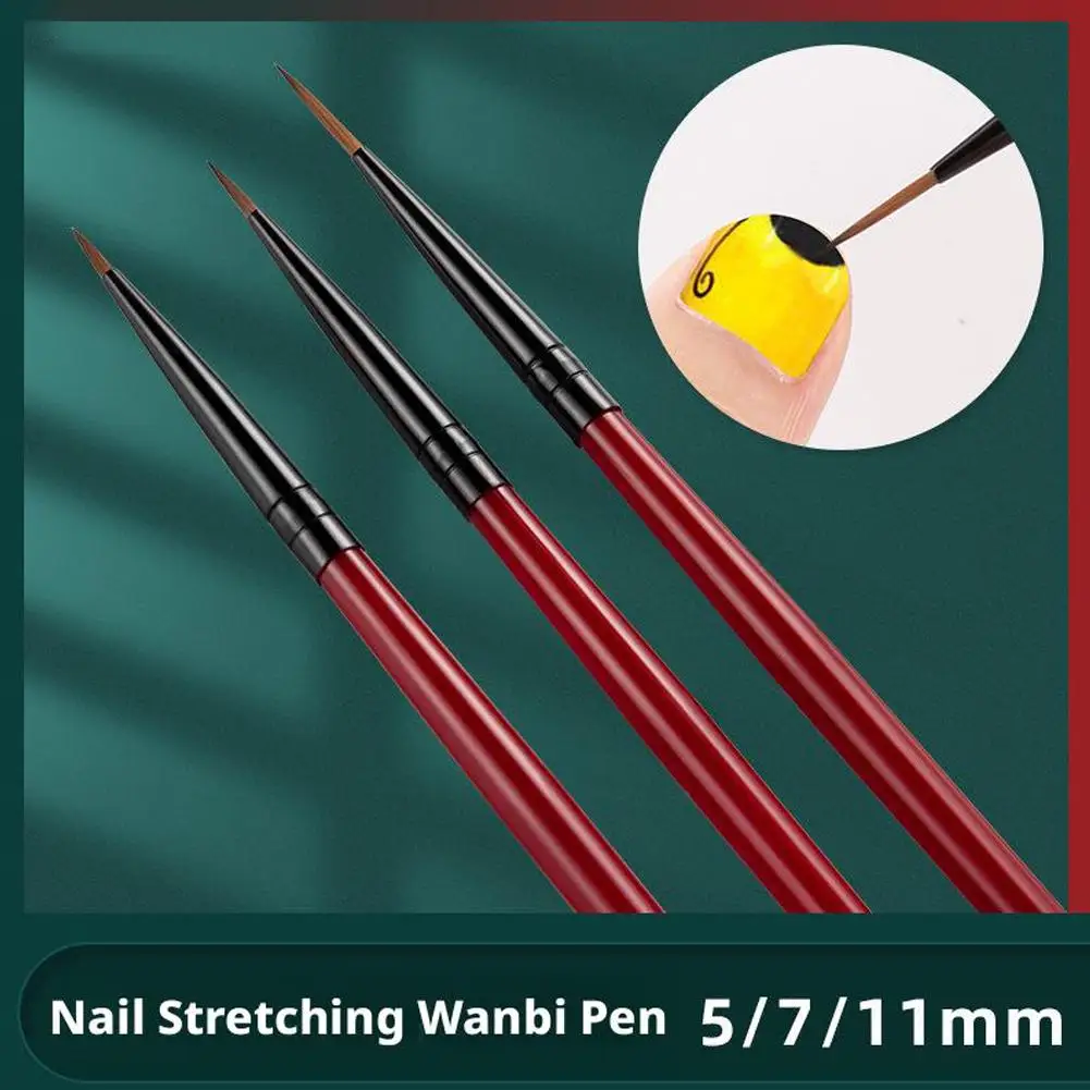 3Pcs/Pack Fine Drawing Striping Liner Design Tips Nail Art Pen Brushes  UV Gel Painting Acrylic Nail Design Liner Painting Brush