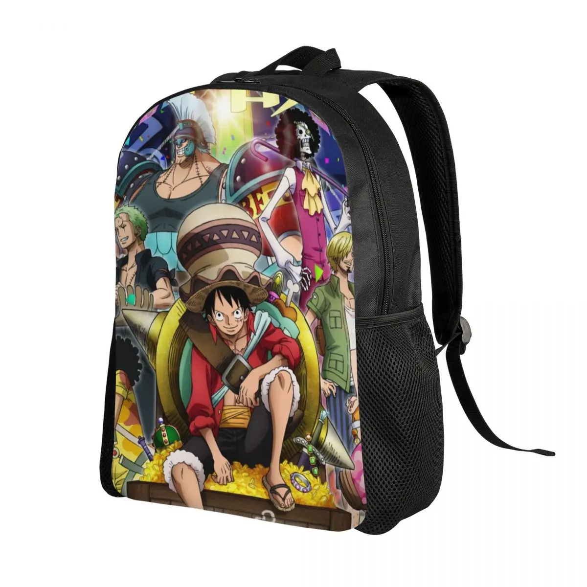 Custom Classic Anime One Piece Backpack Straw Hat Pirates Luffy Zoro College School Travel Bags  Bookbag Fits 15 Inch Laptop