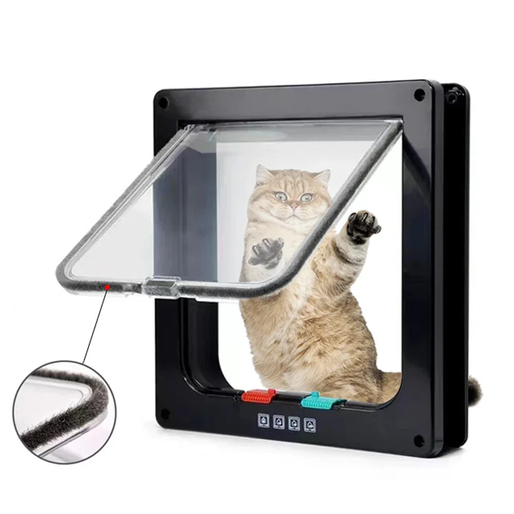 

Weather Proof Cat Door 4 Way Locking for Cat up to 20 lbs for Interior Doors, Cabinet, Garage Doors 4 Sizes Pet Door
