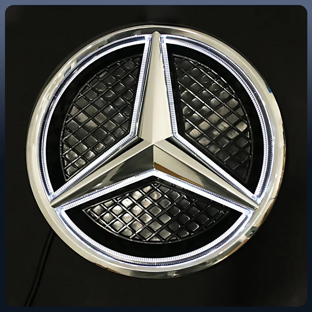 

Silver And Black Emblem Light Car Front Grille Illuminated Logo Star Badge Fit For Mercedes Benz A B C E S R SL ML GL GLA GLK