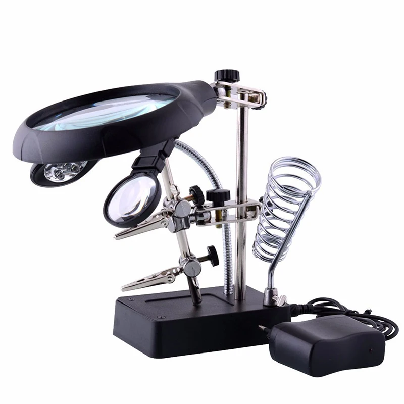 Magnifying Glass With Professional LED Light Clip Clamp Third Hand For Soldering And Reworking The Repair Bracket Tool