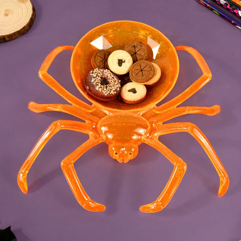 

Halloween Spider Bowl Plastic Fruit Tray Candy Snack Basket Serving Tray Trick or Treat Halloween Party Decor Kids Favors Gifts