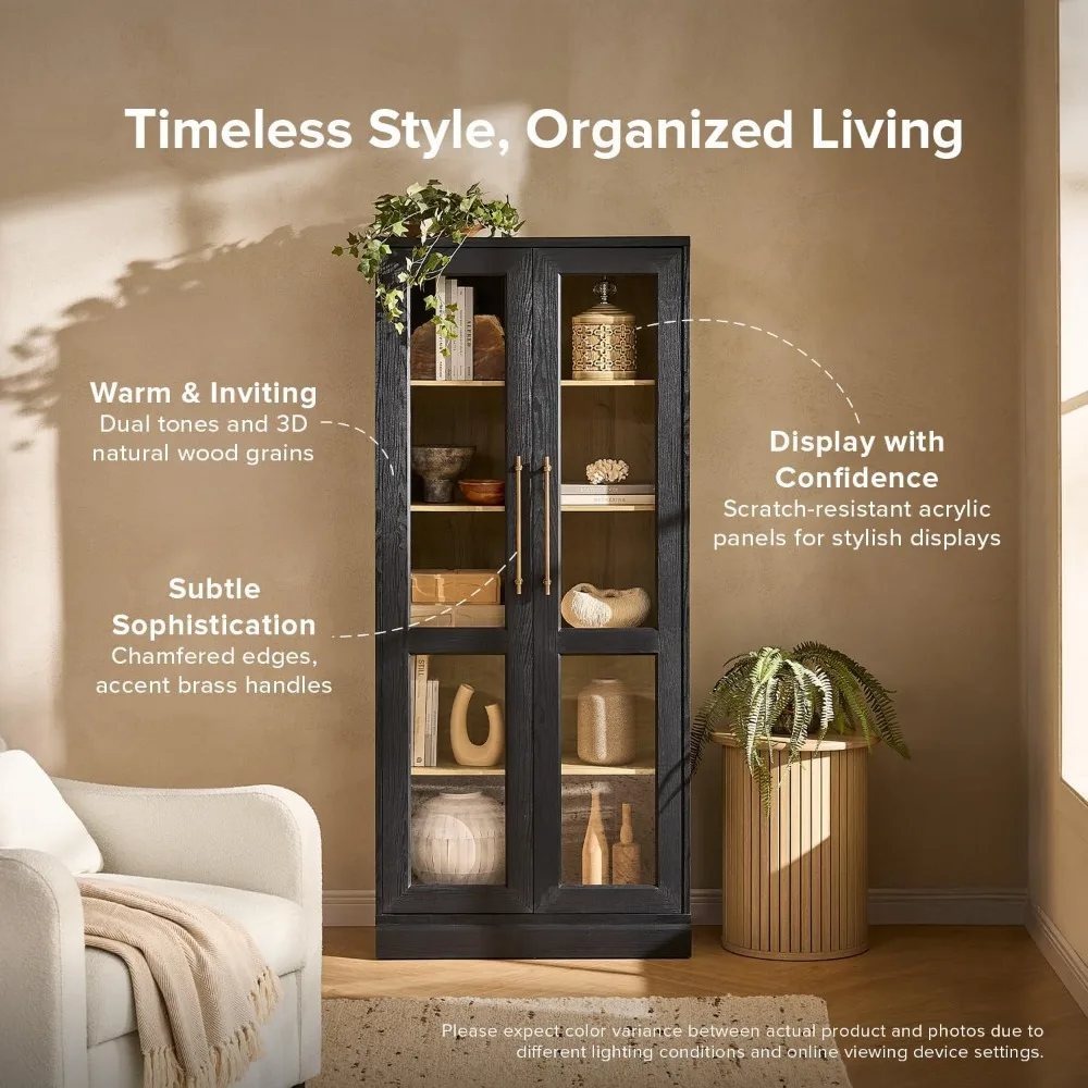 خزانة عرض طويلة من بليك، خزانة مخزن بوفيه المطبخ، علبة عرض الكأس، خزانة تخزين أكريليك مقاومة للخدش، مود #3