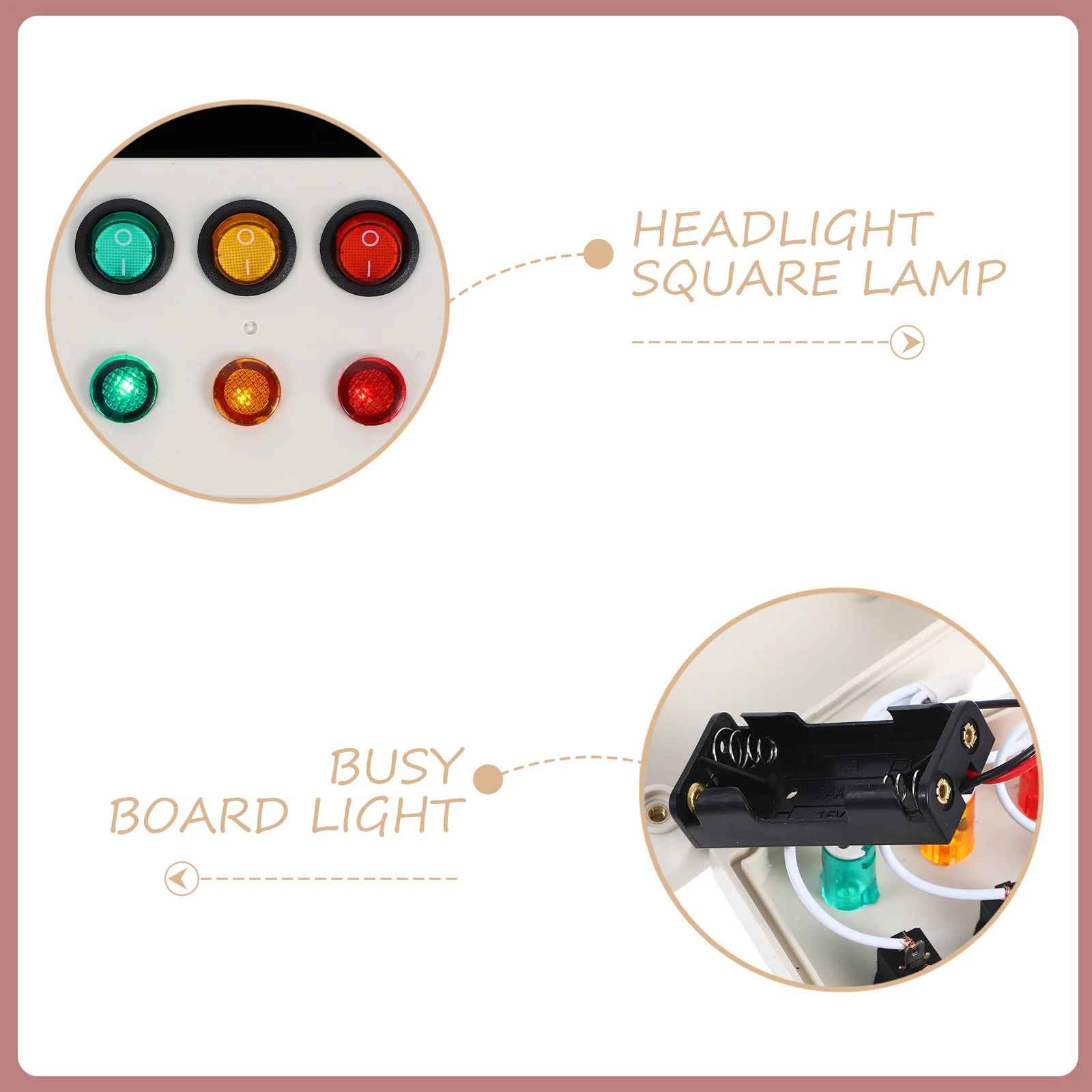 1Set Kids Early Learning Busy Board 3 Color Light Features Toddler Activity Panel for Dexterity Coordination Imagination