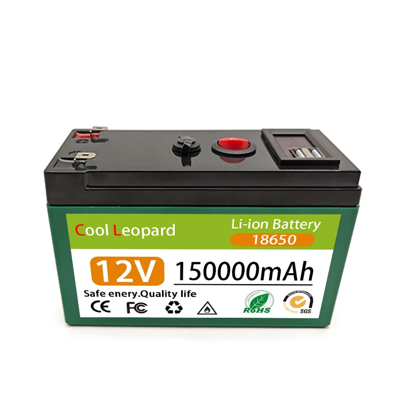 New 18650 12V 150Ah Rechargeable Lithium Battery Pack,For LED Lighting,Remote Control Toys,Inverse Li-ion Battery +12.6V Charger