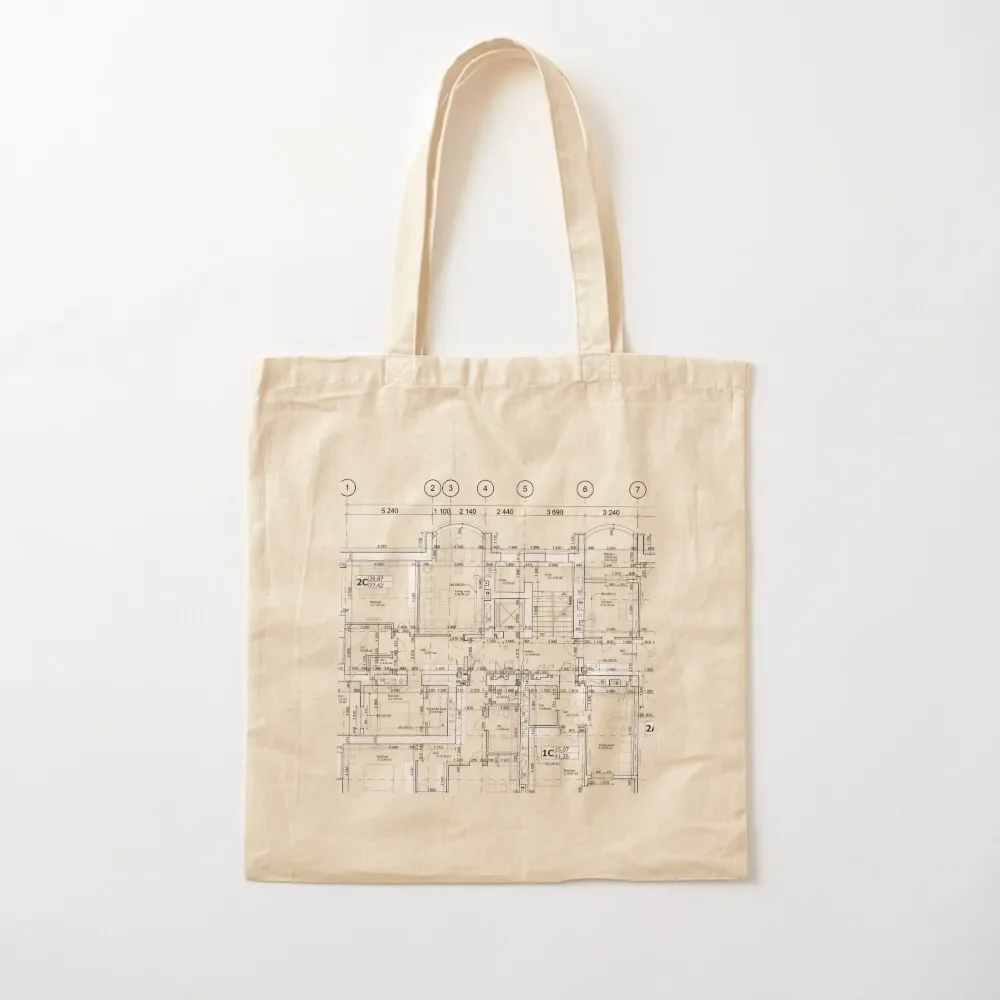 Detailed architectural floor plan, apartment layout, blueprint. Tote Bag Women's bag tote bag women Canvas custom bags