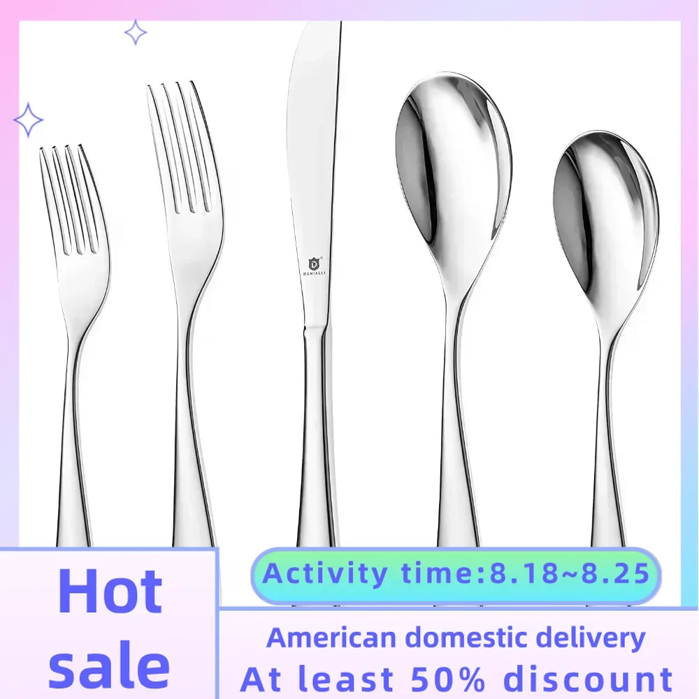 

Modern Marettimo Silverware Set - 18/10 Stainless Steel Flatware for Elegant Dining - Dishwasher Safe Cutlery (80-Piece) Spoons