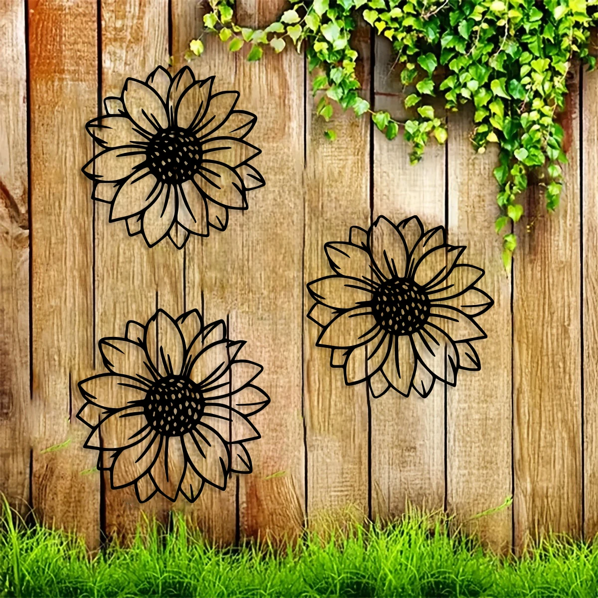 New Design  Metal Sunflower Outdoor Wall Decor, Rustic Garden Ornament for Fence Hanging, Home Living Room Bedroom 1pc/3pcs