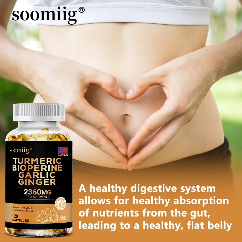 Curcumin Capsules 4-in-1 Formula with Turmeric Ginger Garlic, Non-GMO, Supports Joint, Brain, Cognitive and Digestive Health