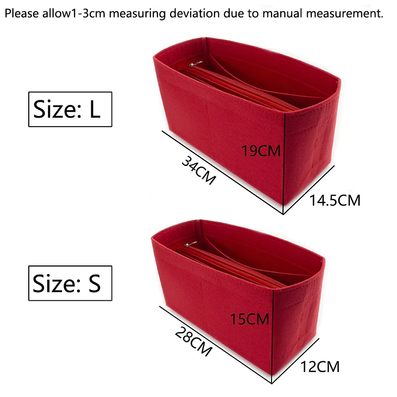 Фетровый органайзер, подходящий для роскошной сумки-тоута, вместительная косметичка, дорожная сумка-вкладыш, органайзер на молнии для косметики TINBERON