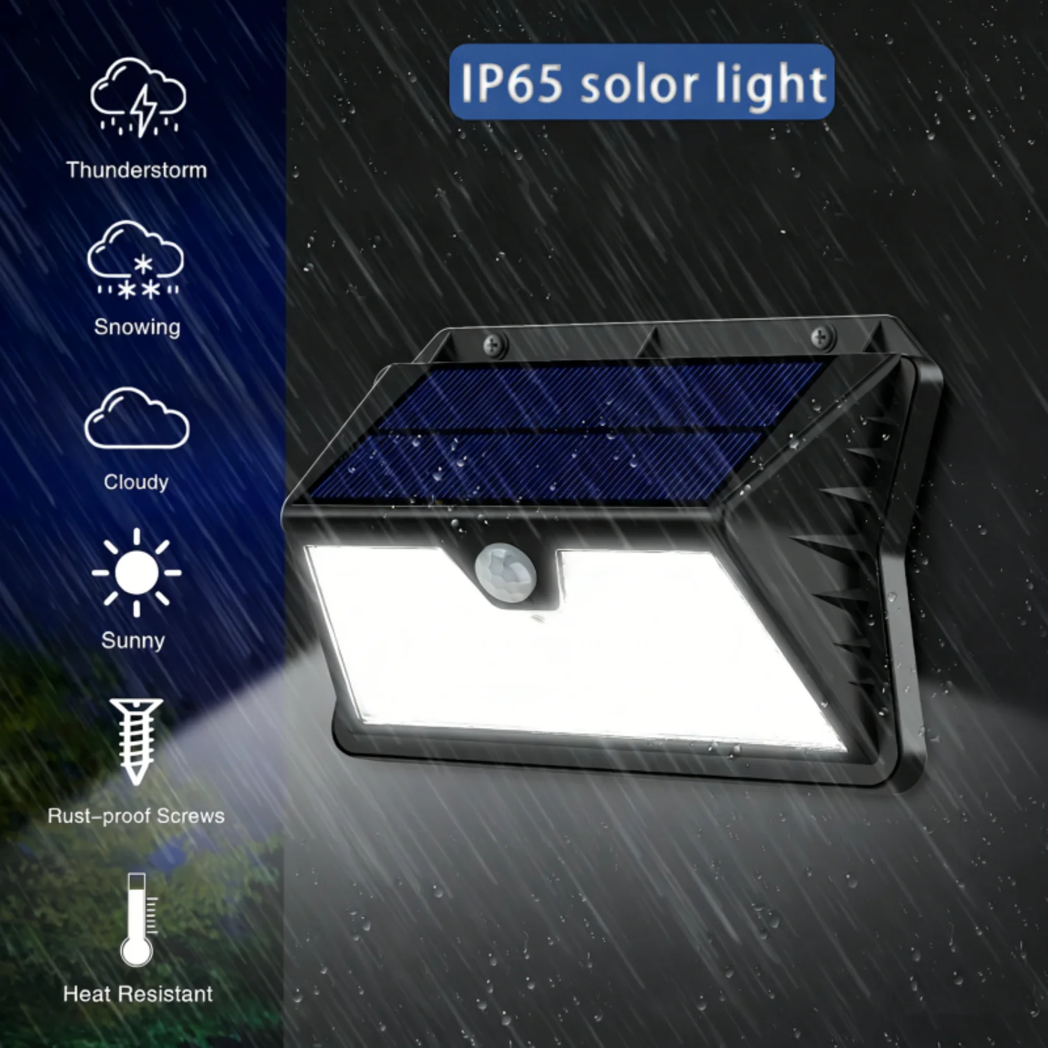 185 LED Solar Wall Light with PIR Motion Sensor, 3 Working Modes, IP65 Waterproof Outdoor Security Lamp for Garden Yard