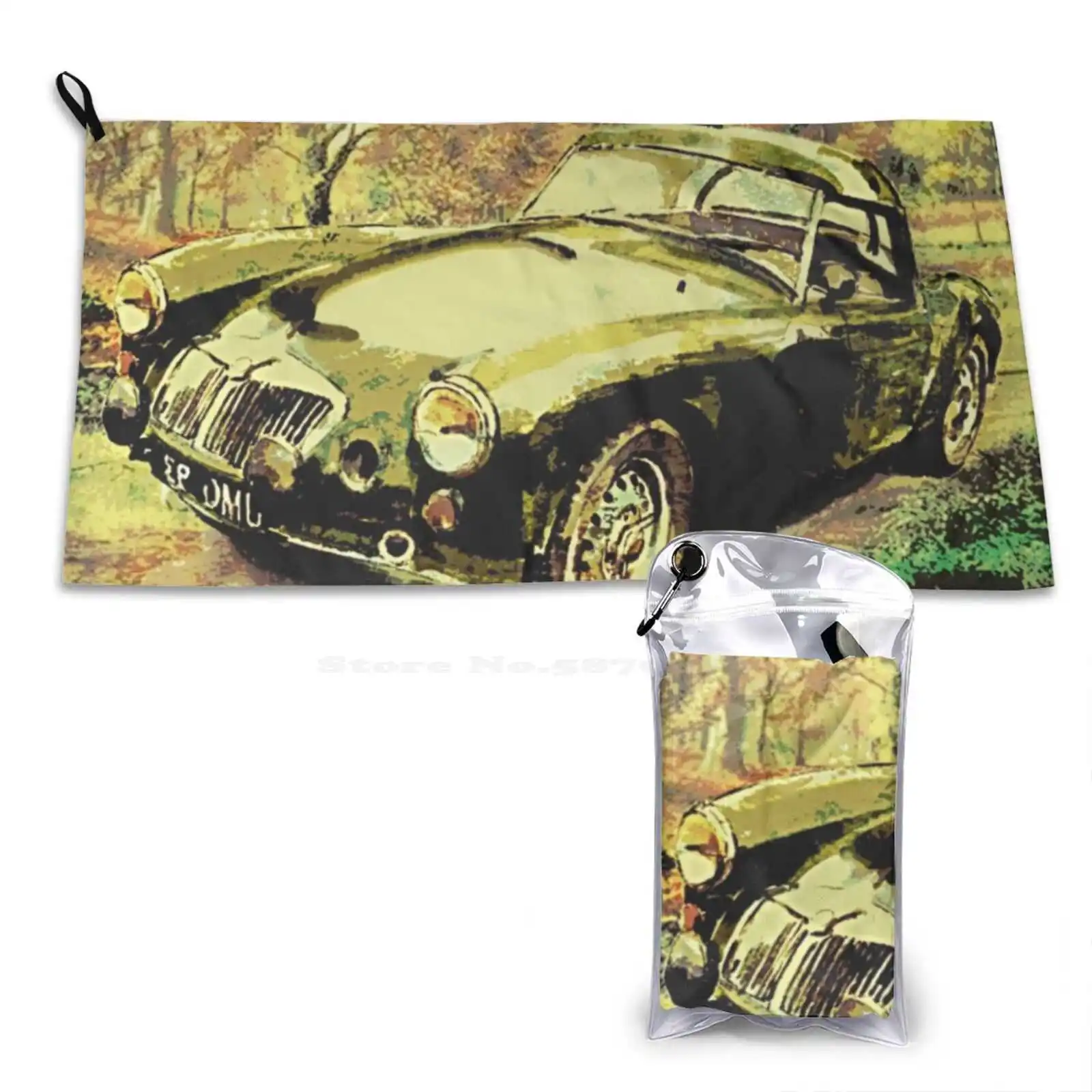 Traveller 3D Print Pattern Soft Towel Mga Coupe British Sports Rally Racing Car Vehicle Vintage 1950S Roadster Iconic English