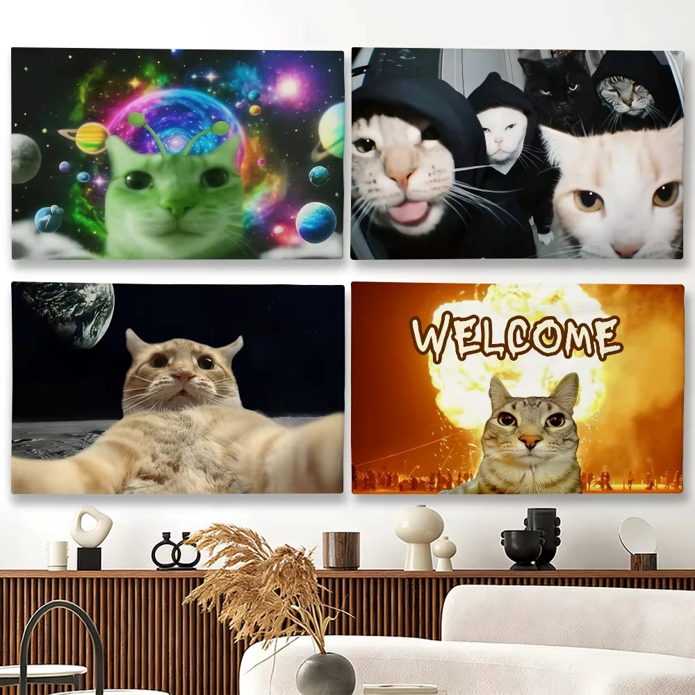 Funny Silly Cat Meme flag Tapestry Suitable For Party Club Outdoor Interior Wall Art  Decoration Hanging Rental House Tapestry