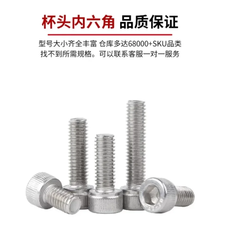 M2-M6 Hex Socket Cap Head Bolts, 304 Stainless Steel Anti Rust Allen Head Screws Industrial Fasteners