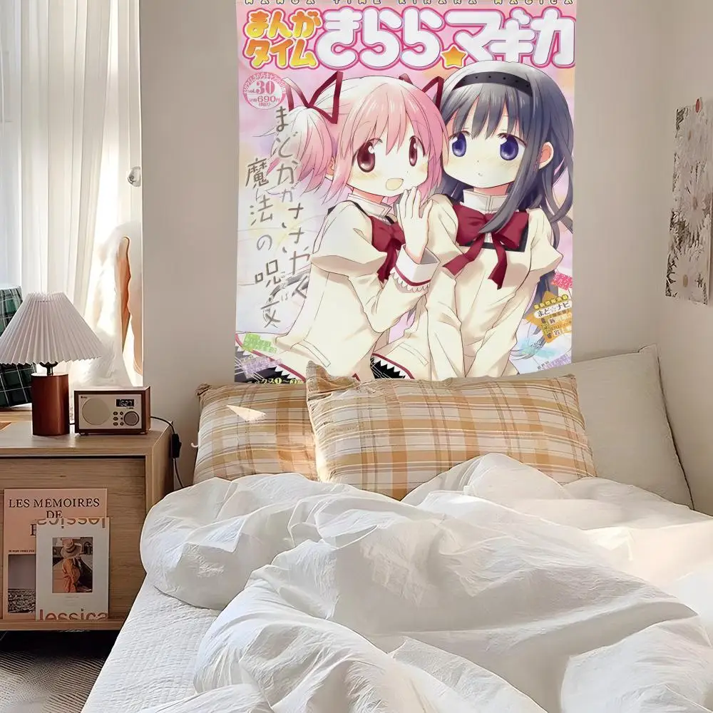 Puella Magi Madoka Magica Pink Girl Tapestry Background Art Decor For Bedroom Living Room Bar Garden Outdoor  Wall Decor