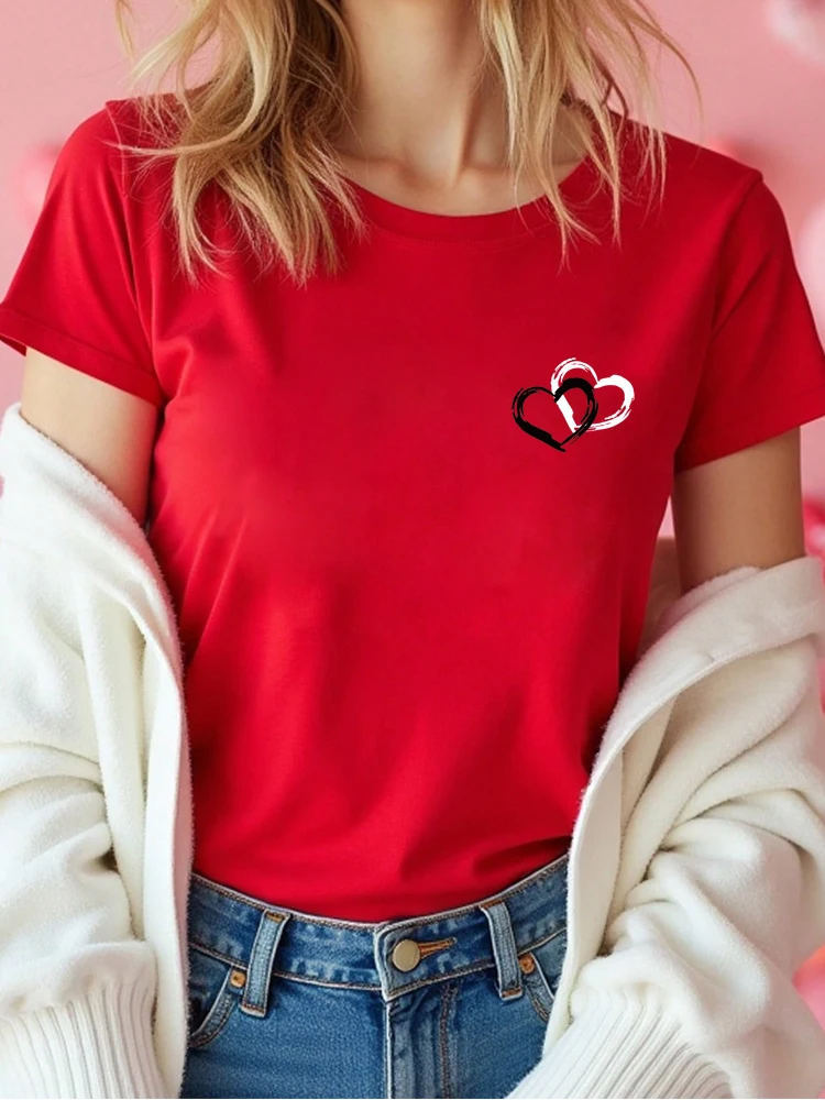Fashion Love Heart Print Women T Shirt Casual Graphic Printed Clothes Damska koszulka z krótkim rękawem Lady Streetwear Lover Tee
