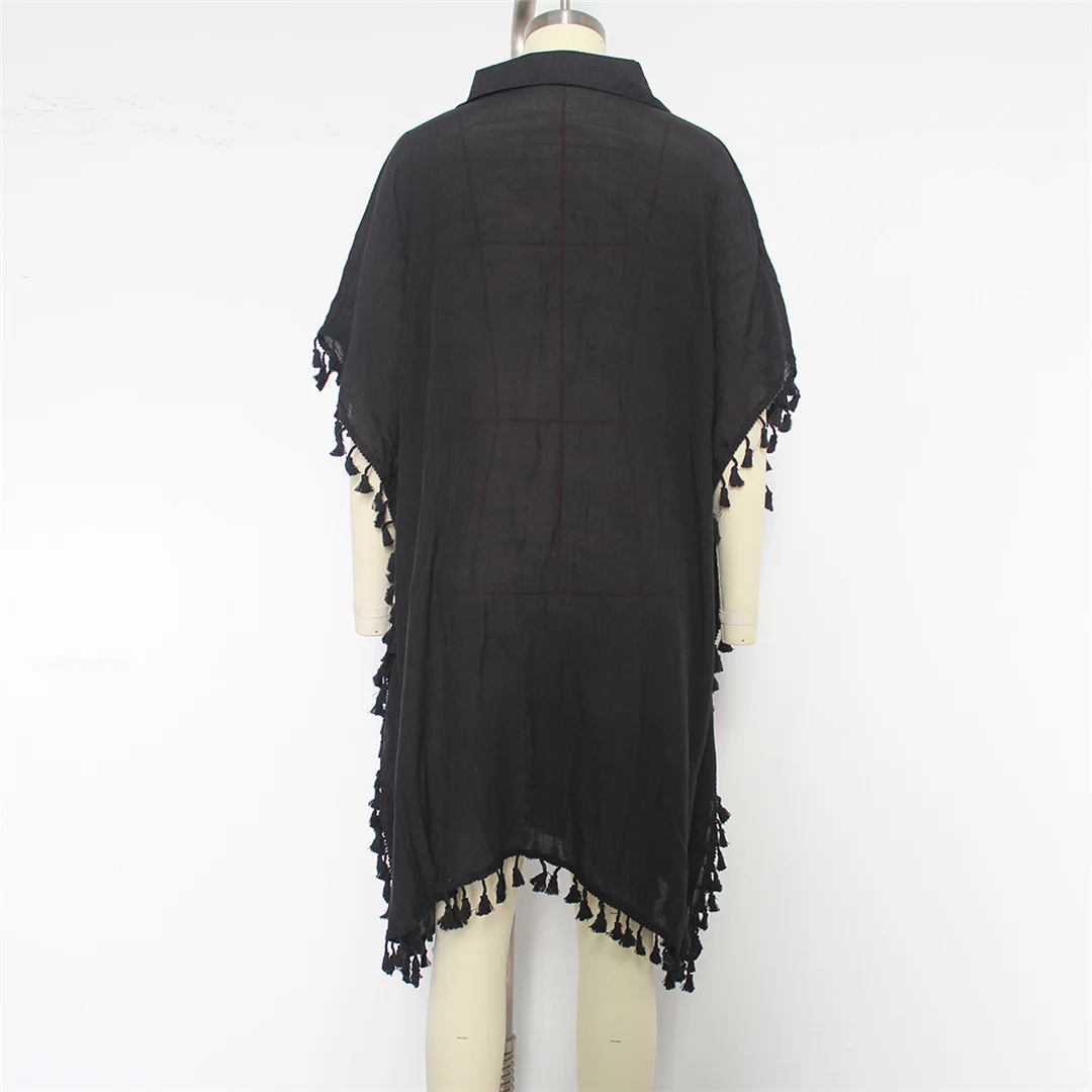 5 Farben, Quasten, halblange Ärmel, gehäkelte Tunika, Strandkleid, Strandmode, Damen, V8522 – Detail 20