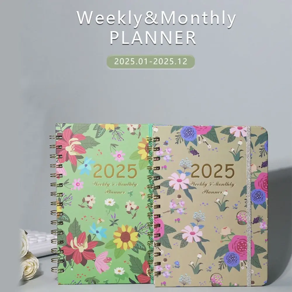 หลวม COIL 2025 Agenda Planner Notebook Planner Organizer ปฏิบัติ A5 ตารางปฏิทิน Notepad ไดอารี่ Weekly Planner